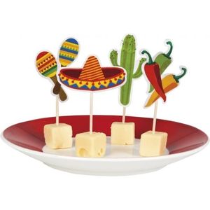 120x Mexicaanse cocktail prikkers fiesta 9 cm