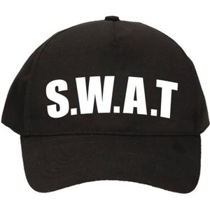 2x stuks zwarte SWAT team politie agent verkleed pet / cap voor kinderen