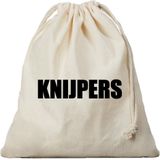 Canvas knijperzak/ opbergzakje knijpers wit/ offwhite met koord 25 x 30 cm en 120 houten wasknijpers