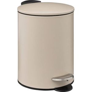 5Five kleine pedaalemmer - metaal - beige - 3L - 16 x 25 cm - Badkamer - Badkamer/toilet