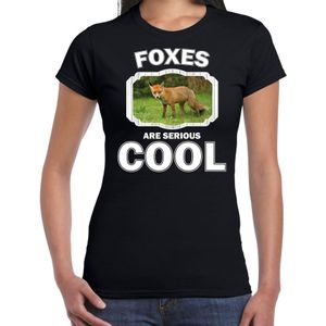 Dieren bruine vos t-shirt zwart dames - foxes are cool shirt