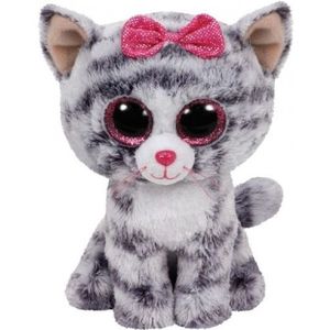 Ty Beanie Boo's Kiki pluche grijs kat knuffel  15 cm