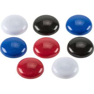 24x stuks memo / whiteboard magneten zwart / wit / blauw / rood