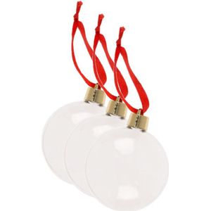 DIY kerstballen - 3x st - met kleurplaat sjabloon - transparant - 7 x 9 cm - vulbaar