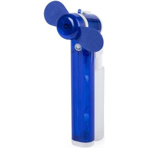 Zak ventilator/waaier blauw met water verstuiver - Mini hand ventilators van 16 cm