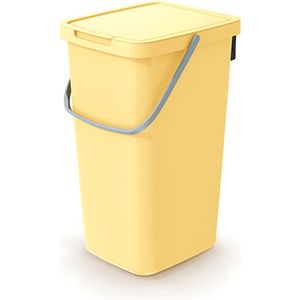 GFT of rest afvalbak - geel - 25L - afsluitbaar - 26 x 29 x 48 cm - klepje/hengsel
