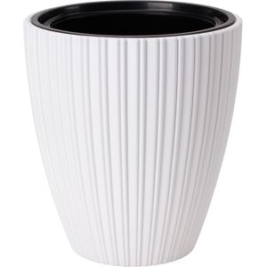 Form Plastic Plantenpot/bloempot Mika - kunststof - wit - D30 x H32 cm - met binnenpot