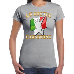 Verkleed T-shirt voor dames - Italie - grijs - voetbal supporter - themafeest