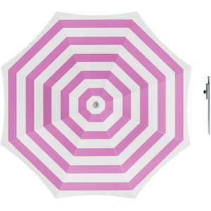 Parasol - fuchsia/wit - D160 cm - incl. draagtas - parasolharing - 49 cm