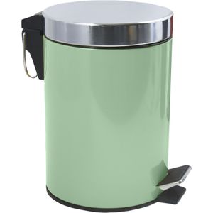 MSV Prullenbak/pedaalemmer - metaal - groen - 3 liter - 17 x 25 cm - Badkamer/toilet