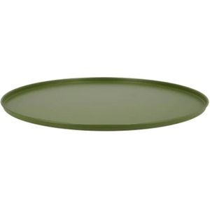 Onderbord/kaarsenbord - decoratie dienblad - metaal - mat groen - 46 x 2 cm - rond
