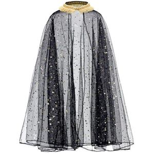 Halloween cape - met sterretjes - zwart - voor kinderen - 3-7 jaar