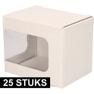 25x Mok opbergen doosje met venster - mokkendoosjes / mokken verpakkingen