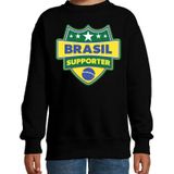 BraziliÃ«  / Brasil schild supporter sweater zwart voor kinderen