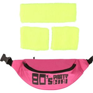 Foute 80s/90s party verkleed accessoire set - neon geel - jaren 80/90 thema feestje