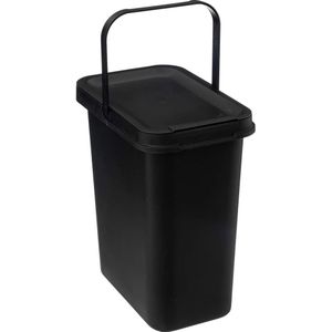 GFT aanrecht afvalbak - zwart - 12L - afsluitbaar - 20 x 26 x 37 cm - klepje/hengsel