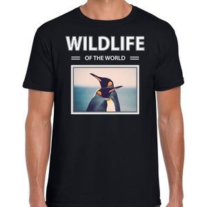 Pinguin t-shirt met dieren foto wildlife of the world zwart voor heren