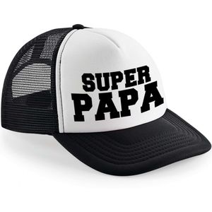 Zwart/ wit Super papa snapback cap/ truckers pet heren - Vaderdag petjes