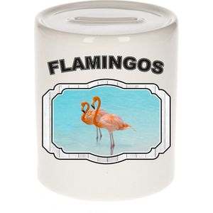 Dieren flamingo spaarpot - flamingos/ flamingo vogels spaarpotten kinderen 9 cm