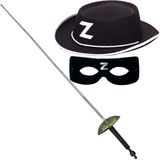 Zorro verkleed set zwart masker-hoed-sabel 60 cm voor kinderen