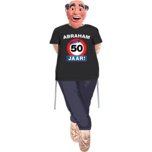 Abraham pop opvulbaar compleet met Abraham stopbord 50 jaar pop shirt en masker