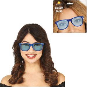 Carnaval/verkleed party bril - 2x - blauw - volwassenen - Voor bij een verkleedkleding kostuum