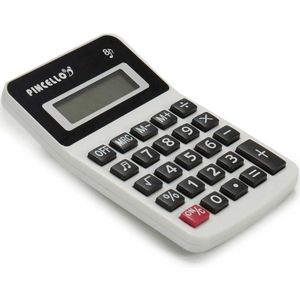 Rekenmachine/calculator - wit - 7 x 11 cm - voor school of kantoor - Solar