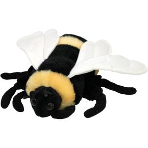 Knuffeldier Honingbij/bijen - zachte pluche stof - premium kwaliteit knuffels - geel/zwart - 15 cm