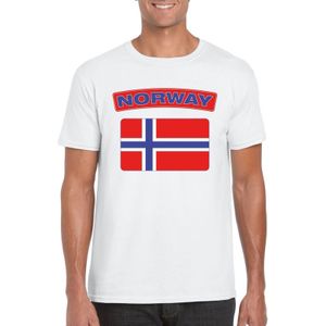 T-shirt met Noorse vlag wit heren