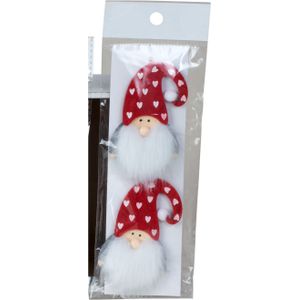 Kersthangers - gnomes/kabouters - 2x st- hartjes muts - vilt -7 cm