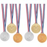 Medailles met lint - 20x - goud zilver brons - kunststof - 6 cm - speelgoed