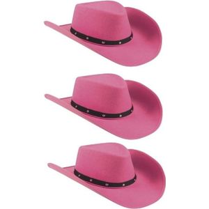 3x Roze cowboyhoeden Wichita voor dames