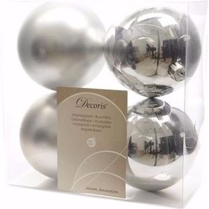 Kerst kerstballen zilver 10 cm Chique Christmas 4 stuks