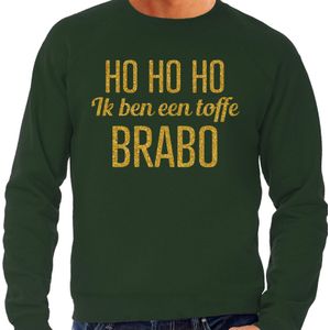 Foute kersttrui/sweater voor heren - Hohoho toffe Brabo - groen - glitter goud