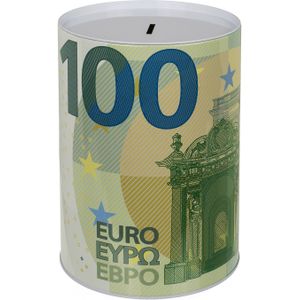 Spaarpot van 100 Euro biljet - metaal - 22 x 15 cm - Sparen voor kind/volwassenen