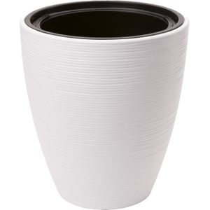 Form Plastic Plantenpot/bloempot Gobi - kunststof - wit - D40 x H32 cm - met binnenpot