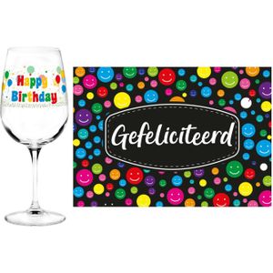 Happy Birthday cadeau glas 21 jaar verjaardag en Gefeliciteerd kaart
