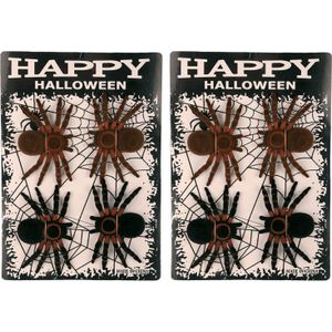 Nep spinnen/spinnetjes 8 cm - zwart/bruin - 8x stuks - Horror/griezel thema decoratie beestjes
