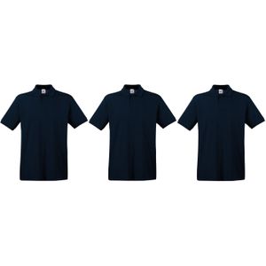 3-Pack maat L donkerblauw poloshirt premium van katoen voor heren