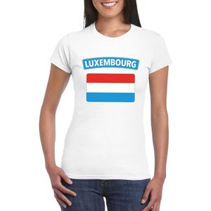 T-shirt met Luxemburgse vlag wit dames