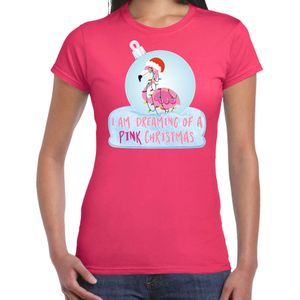 Flamingo Kerstbal shirt / Kerst outfit I am dreaming of a pink Christmas roze voor dames
