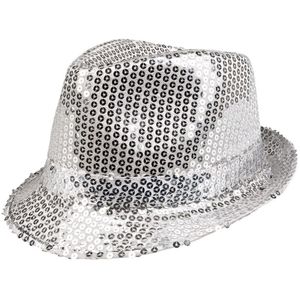 Trilby hoed met pailletten - zilver - glitter