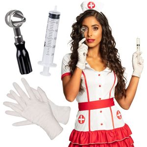 Carnaval/verkleed accessoires Zuster/verpleegster - hoedje/spuit/otoscoop/handschoenen