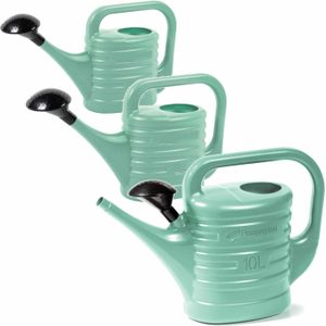 3x stuks kunststof tuin gieters 2, 5 en 10 liter mintgroen