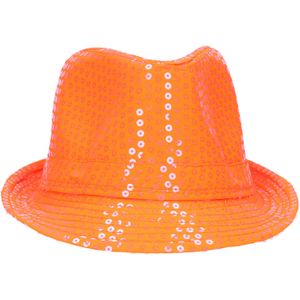 Verkleed hoedje Koningsdag/Nederland - oranje - volwassenen - met pailletten glitters