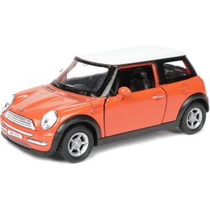 Speelgoed Mini Cooper auto - oranje - die-cast metaal - 11 cm - Model two colours