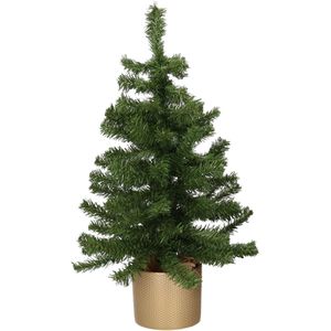 Kunst kerstboom/kunstboom groen 60 cm met gouden pot
