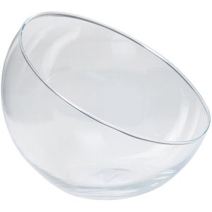 Bolvaas schuine/halve schaal - transparant gerecycled glas - D20 x H17