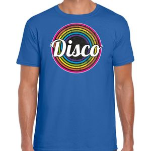 Disco verkleed t-shirt voor heren - disco - blauw - jaren 80/80's - carnaval/foute party