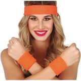 Foute 80s/90s party verkleed accessoire set - neon oranje - jaren 80/90 thema feestje